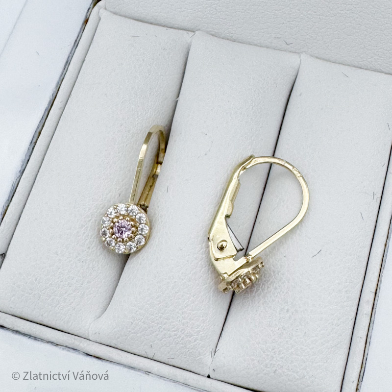 Žluté zlato náušnice dětské náušnice na klapku